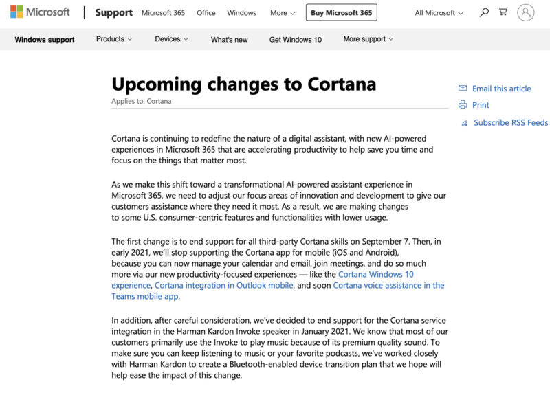 l_koya_cortanafadeout 【AI】Microsoftの音声アシスタント「Cortana」、2021年に終了　フェードアウトのロードマップ公開